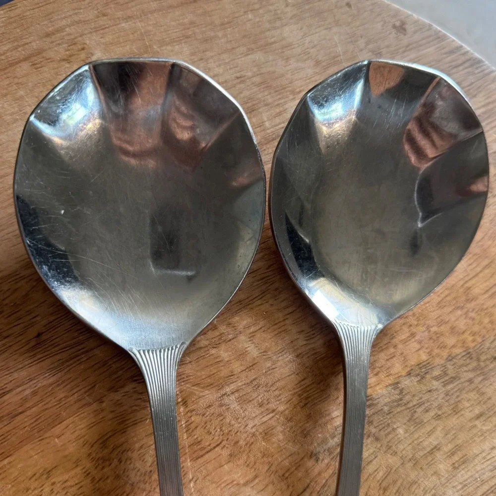 Towle Supreme NOBLESSE Solid Shell Casserole Serving Spoons Set of 2 Stainless